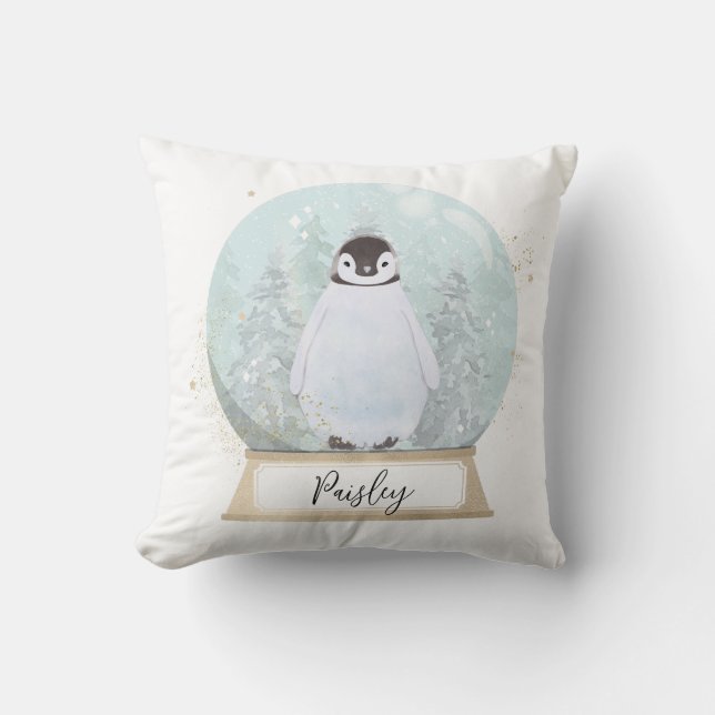 Personalise Penguin Christmas  Cushion (Front)