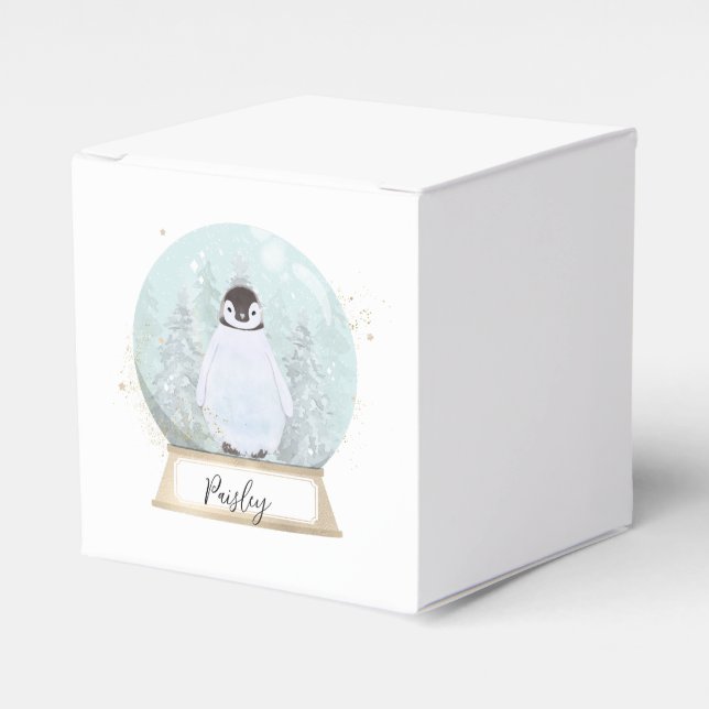Personalise Penguin Christmas  Favour Box (Front Side)