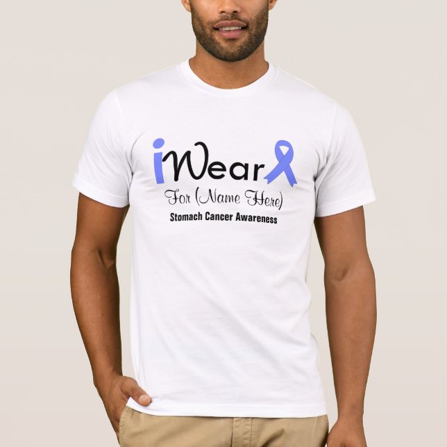 Personalise Periwinkle Ribbon Stomach Cancer T-Shirt (Front)