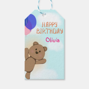 Personalise, personal, birthday, Teddy bear Gift Tags