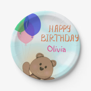 Personalise, personal, birthday, Teddy bear Paper Plate