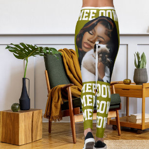 Personalise Pet Cat Mum Cute Olive White Photo Leggings