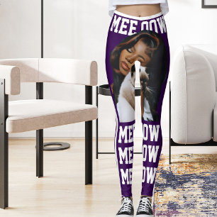 Personalise Pet Cat Mum Cute Purple White Photo Leggings