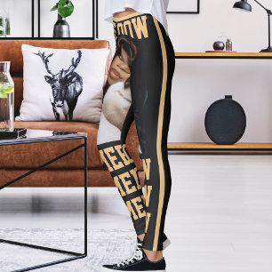 Personalise Pet Cat Mum Love Charcoal Peach Photo Leggings