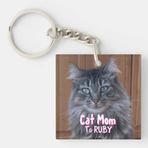 Personalise Pet Photo Cat Mum Keepsake Key Ring