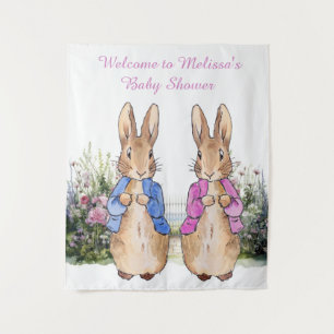 Personalise Peter and Flopsy Baby shower MEDIUM Tapestry