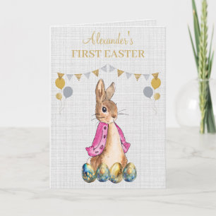 Personalise Peter Flopsy First Easter greeting Card