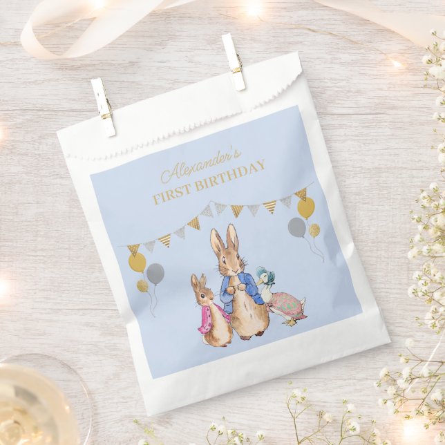 Personalise Peter rabbit 1st Birthday Favour Bag (Clipped)
