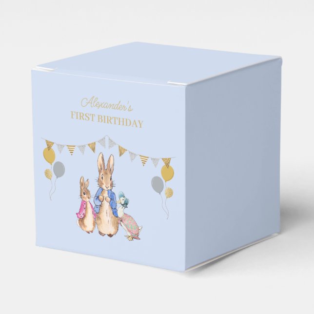 Personalise Peter rabbit 1st Birthday Favour Box (Front Side)
