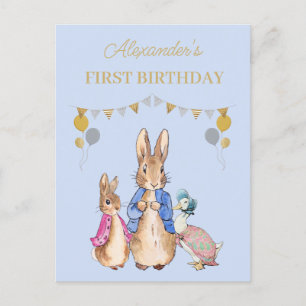Personalise Peter rabbit 1st Birthday Invitation Postcard