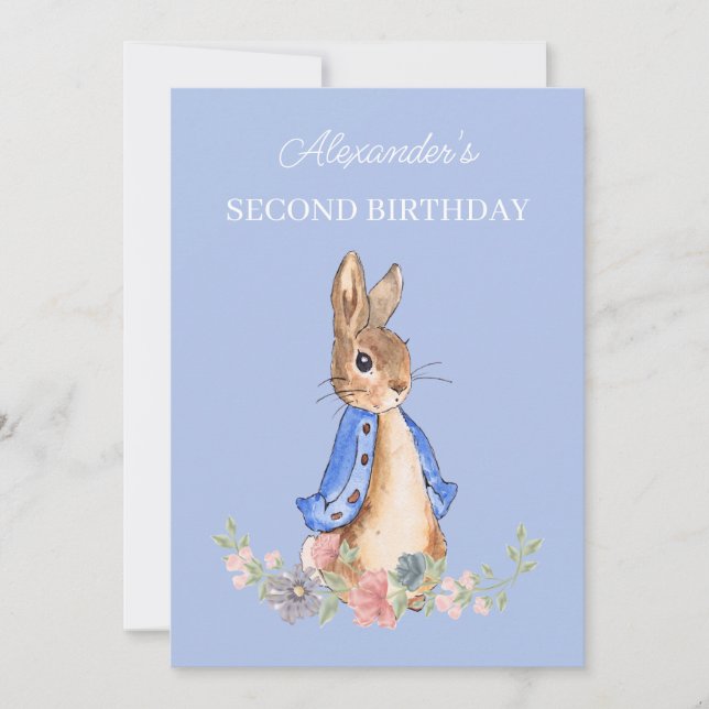 Personalise Peter Rabbit 2nd Birthday Invitation (Front)