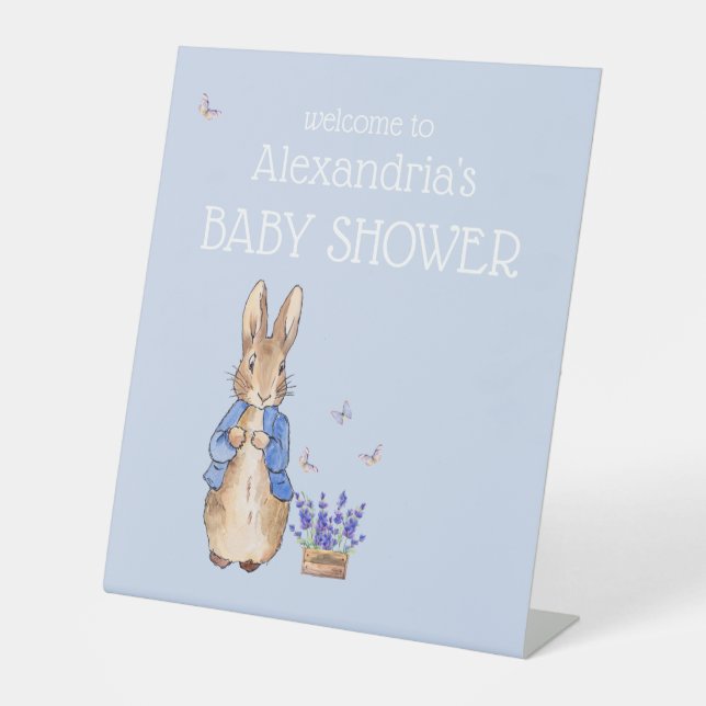 Personalise Peter rabbit Baby Shower Pedestal Sign (Front)