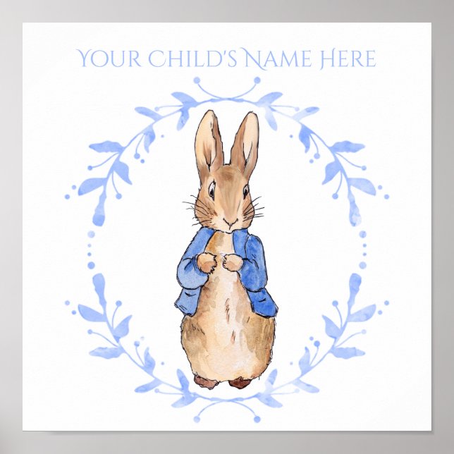 Personalise Peter Rabbit with Child's Name Poster (Front)