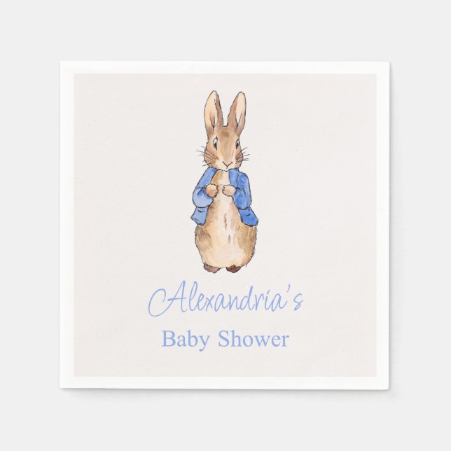 Personalise Peter the rabbit Baby shower Balloon Napkin (Front)