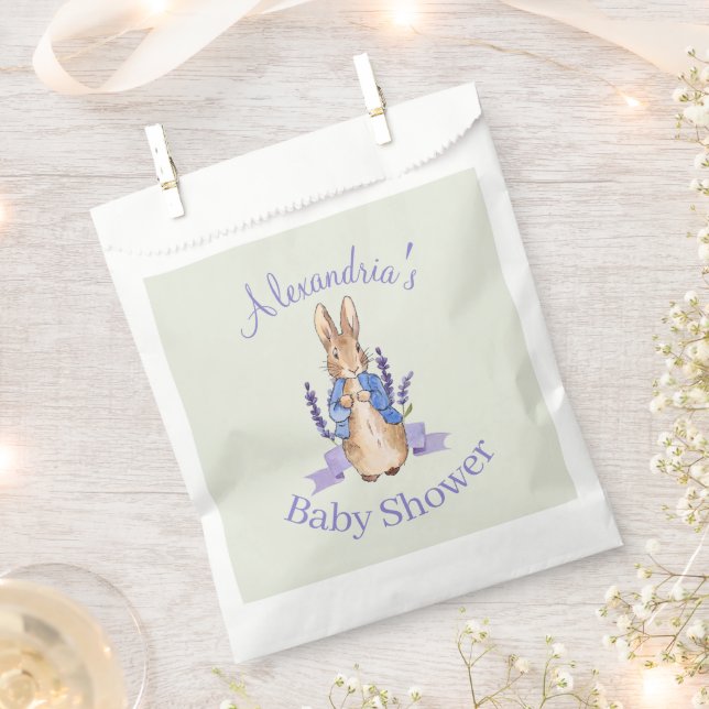 Personalise Peter the Rabbit Baby shower Favour Bag (Clipped)