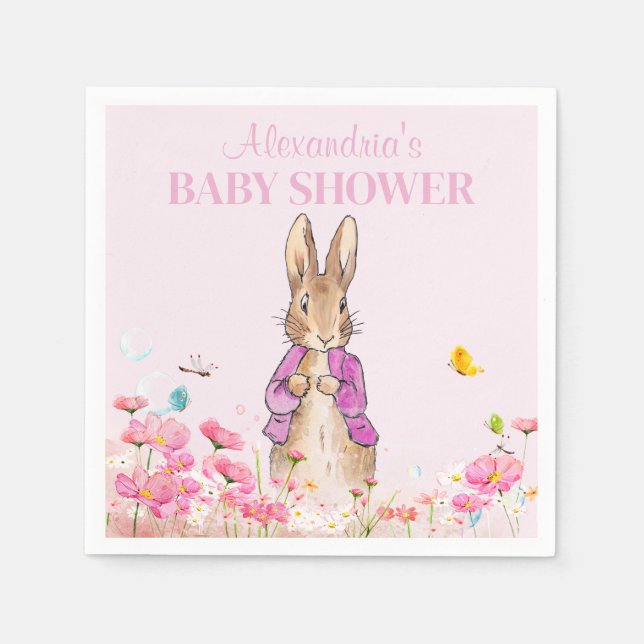Personalise Peter the Rabbit Baby Shower Napkin (Front)