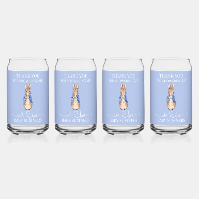 Personalise Peter the rabbit Baby Shower Thank you Can Glass (Front)
