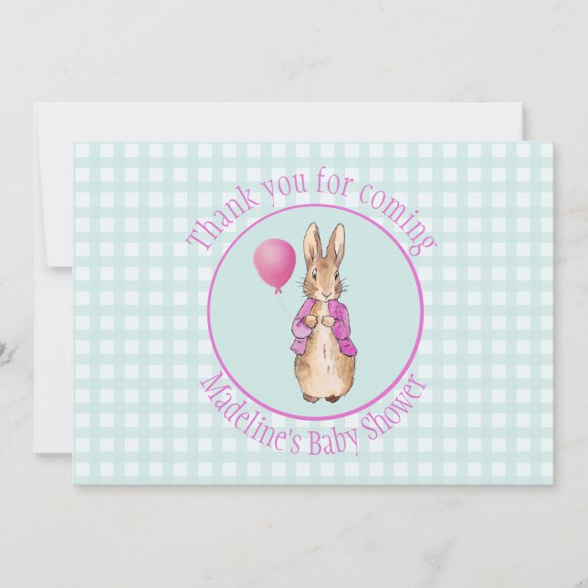 Personalise Peter the rabbit Baby Shower Thank You Card (Front)