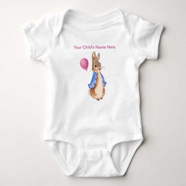 Personalise Peter the Rabbit Child's Name Baby Bodysuit (Front)