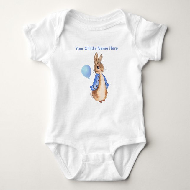 Personalise Peter the Rabbit Child's Name Baby Bodysuit (Front)