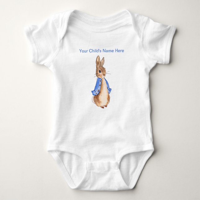 Personalise Peter the Rabbit Child's Name Baby Bodysuit (Front)