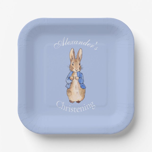 Personalise Peter the rabbit Christening Paper Plate (Front)