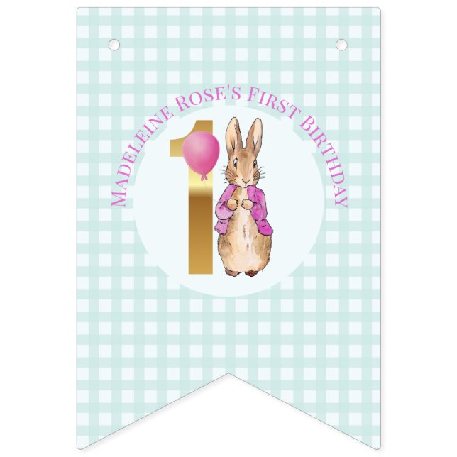 Personalise Peter the rabbit First Birthday Bunting (Second Flag)