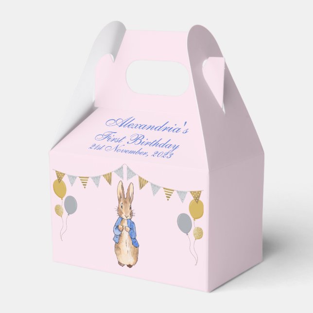 Personalise Peter the Rabbit First Birthday Favour Box (Front Side)