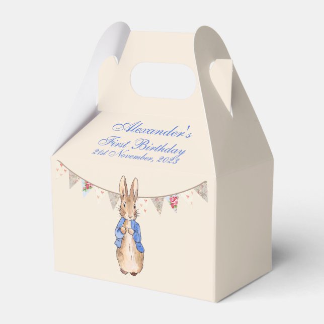 Personalise Peter the Rabbit First Birthday Favour Box (Front Side)