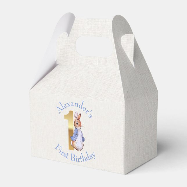 Personalise Peter the rabbit First birthday  Favour Box (Front Side)