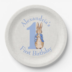 Personalise Peter the rabbit First birthday  Paper Plate