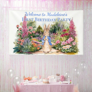 Personalise Peter the rabbit First Birthday Party Banner