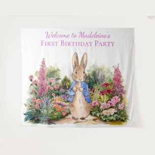 Personalise Peter the rabbit First Birthday Party Tapestry