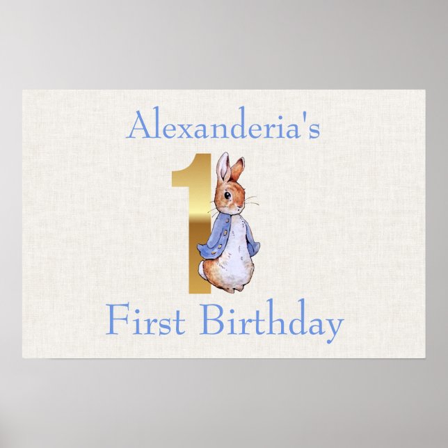 Personalise Peter the rabbit First birthday  Poster (Front)