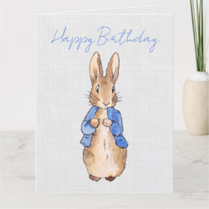 Personalise Peter the Rabbit Grey Linen  Thank You Card