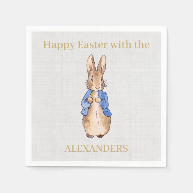 Personalise Peter the rabbit Happy Easter  Napkin (Front)