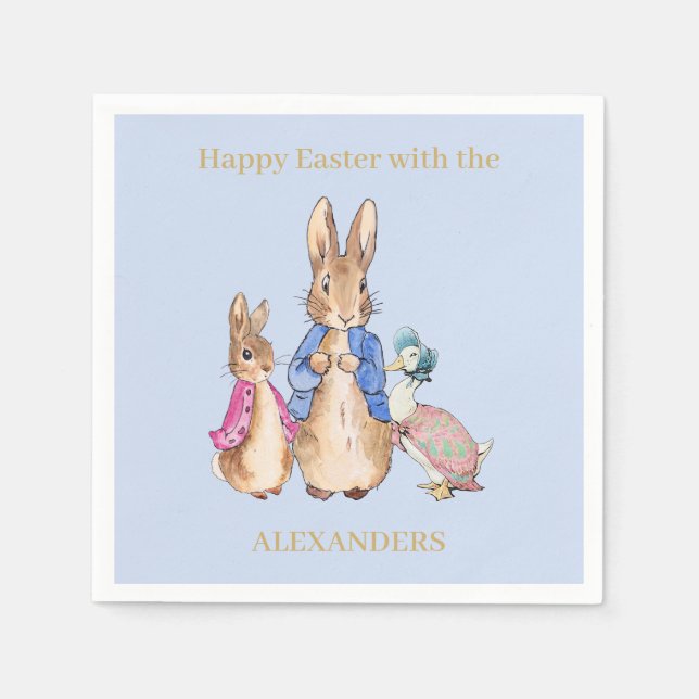 Personalise Peter the rabbit Happy Easter  Napkin (Front)