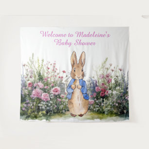 Personalise Peter the rabbit in garden baby shower Tapestry