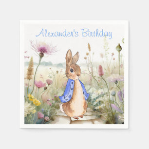 Personalise Peter the rabbit in wildflower garden Napkin