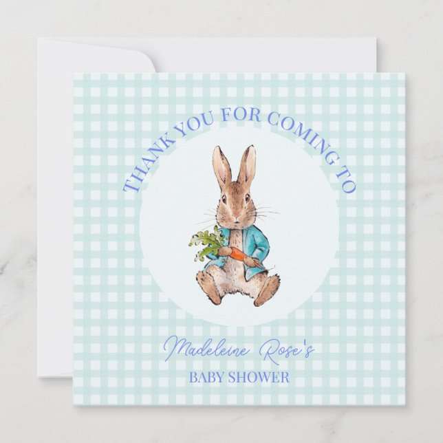 Personalise Peter the rabbit sitting with a carrot Thank You Card (Front)