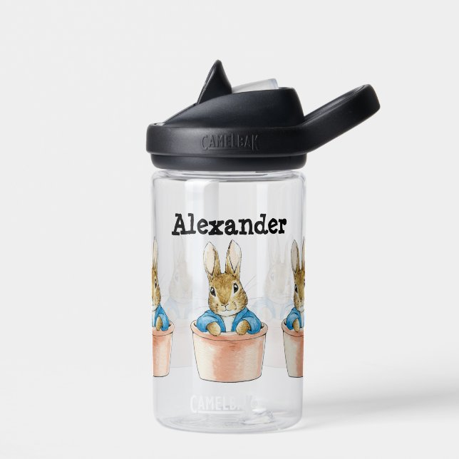 Personalise Peter the rabbit with a name Water Bottle (Left)