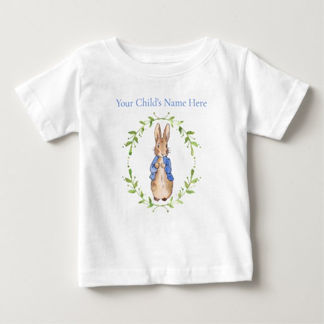  Personalise Peter the Rabbit with Child's Name Baby T-Shirt (Front)