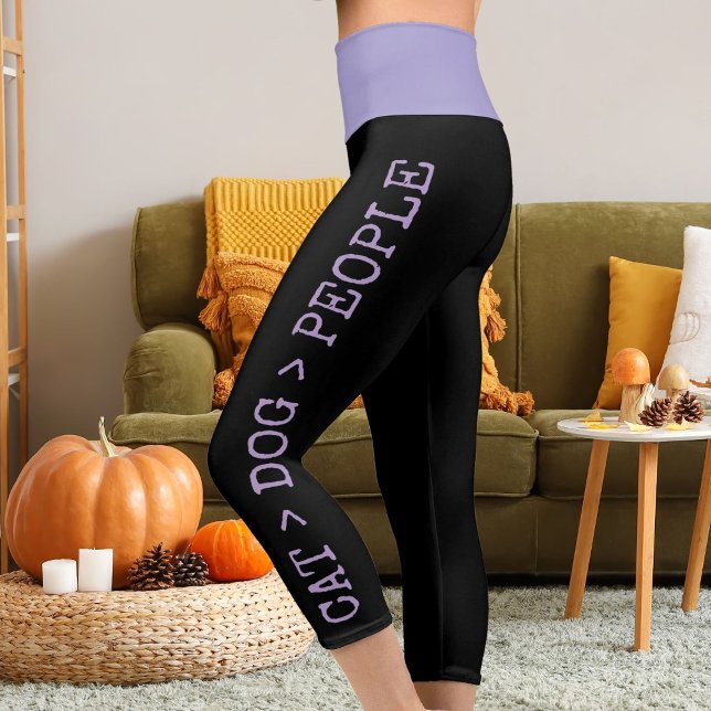 Personalise Pets Purple Black Grunge Edgy Look Fun Capri Leggings (Creator Uploaded)