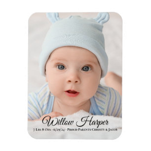 Personalise Photo Baby Birth Announcement Magnet