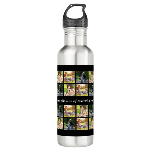 Personalise photo collage and text 710 ml water bottle (Front)