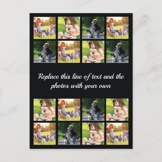 Personalise photo collage and text announcement po postcard (Front)