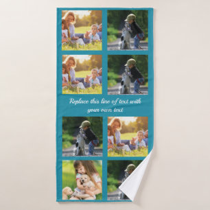 Personalise photo collage and text bath towel