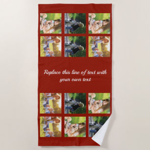 Personalise photo collage and text beach towel