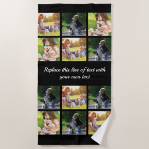 Personalise photo collage and text beach towel