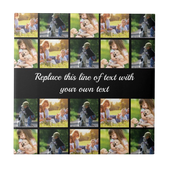 Personalise photo collage and text ceramic tile (Front)